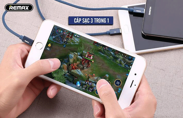 Cáp sạc Remax KEROLLA 3 in 1 Data Cable for Lightning/Micro/Type-C  RC-094th